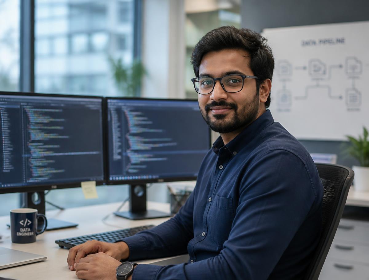 Snowbridge data engineer building pipelines at his desk
